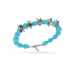 Bracciale con turchese, quarzi e perle