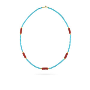 Collana con turchese e corallo