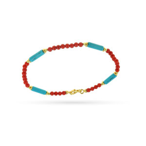 Bracciale con turchese e corallo