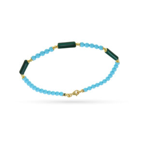 Bracciale con turchese e malachite