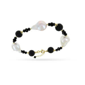 Bracciale con lava, perle e swarovski