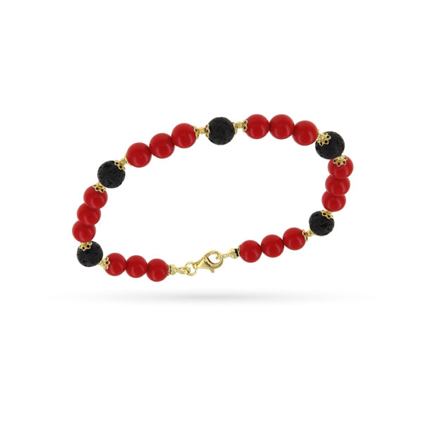 Bracciale con lava e corallo